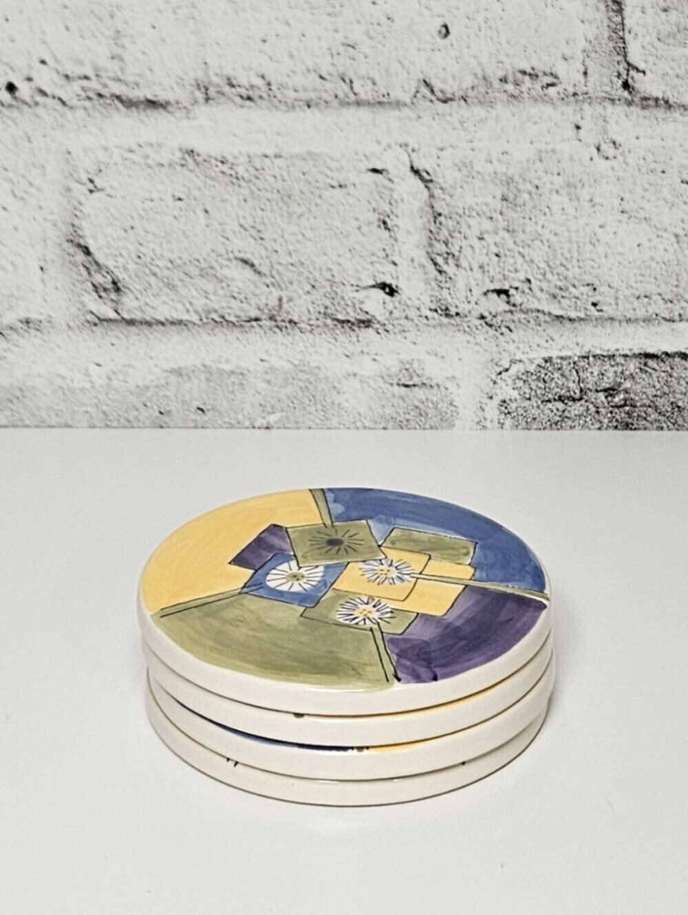 Canhome New Ceramic Coasters Set Abstract Retro Drink Coasters Set of 4